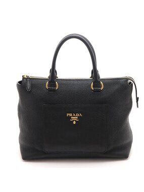 Prada 2-Way Bag Black Leather Handbag